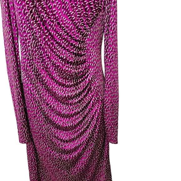 LK Bennett London Mariella 100% Silk Dress Size 12 Leopard Ruched - Picture 8 of 9